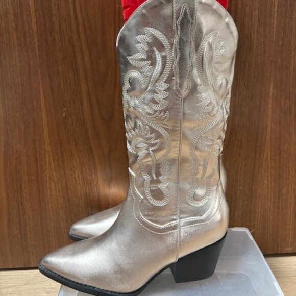 NWT 12th Tribe Metallic Cowboy Boots - Picture 5 of 9